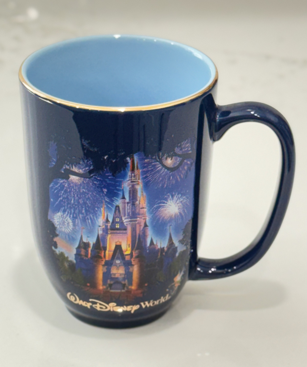 Walt Disney World 1971 Cinderella Castle Mug Blue Gold Fireworks Disney Park WDW